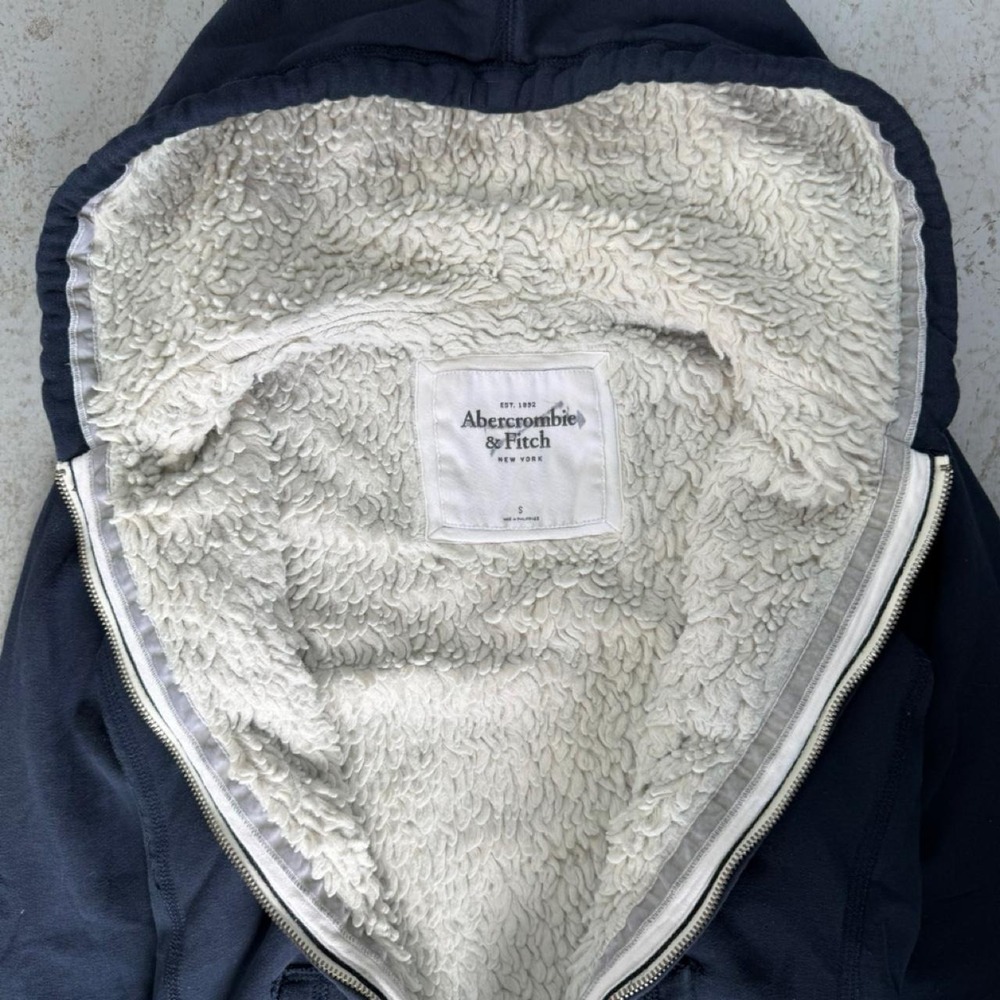 y2k abercrombie & fitch sherpa lined embroidered logo zip up jacket - Picture 4 of 6